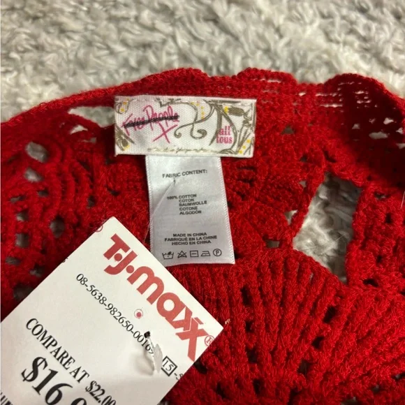 Free People Vibrant Red Crochet Blouse - Picture 2 of 2
